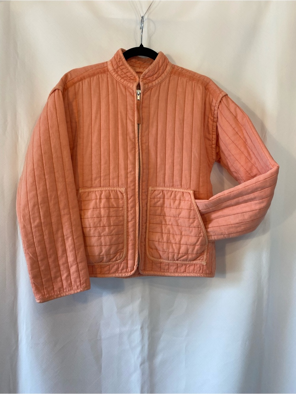 Gap Womens Coral Quilted Zip Front Spring Sumner Jacket Oversized XS Cottagecore